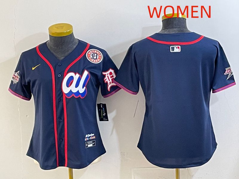 Women 2025 Detroit Tigers Blank Drak Blue All star Nike MLB Jersey style 03